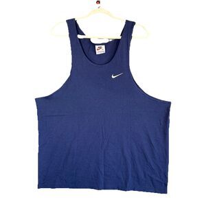 Vintage Nike Tank Top Men’s Large White Tag Jersey Blue Nylon Y2K Baggy Relaxed